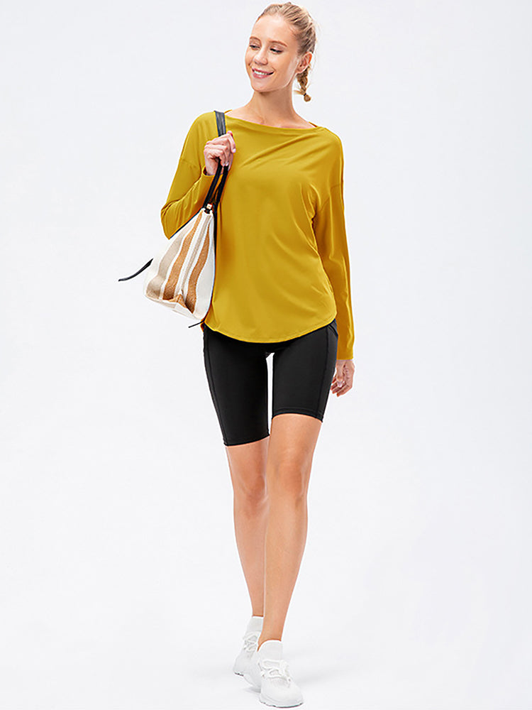 Off-Neck Relaxed Yoga Sports Top