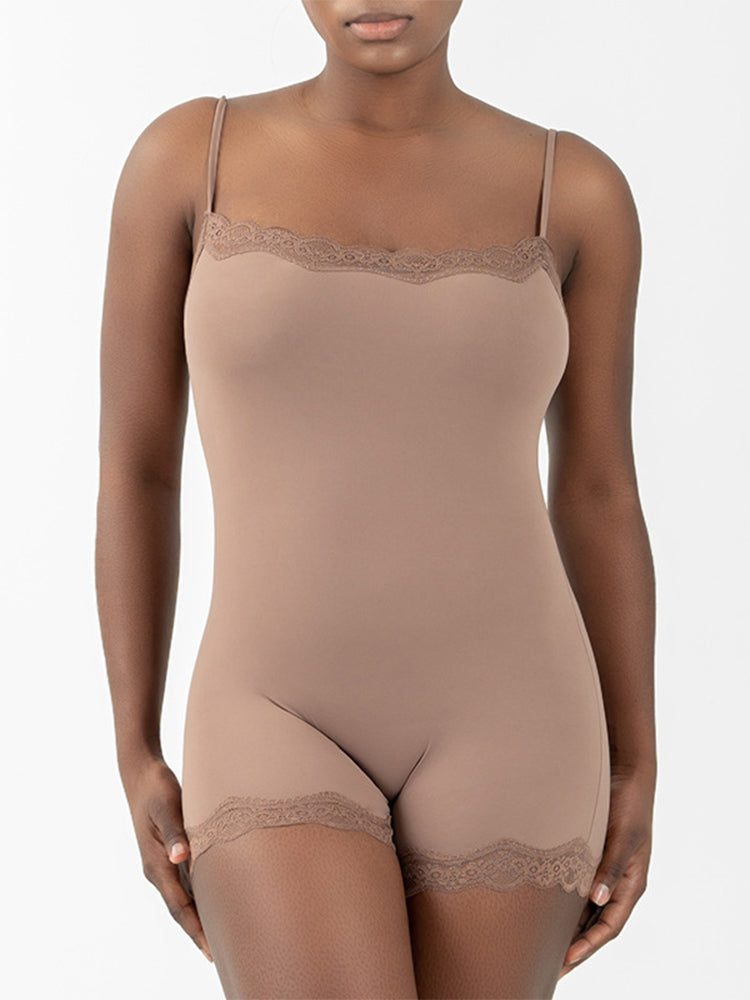 Lace Strap Bodysuit - Full-Coverage Yoga Sportswear