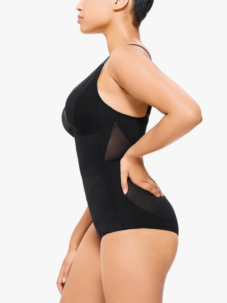 Sheer Mesh V-Neck Bodysuit for Women