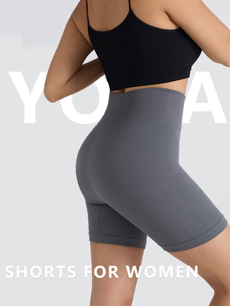 Seamless Ribbed Butt-Lift Biker Yoga Shorts