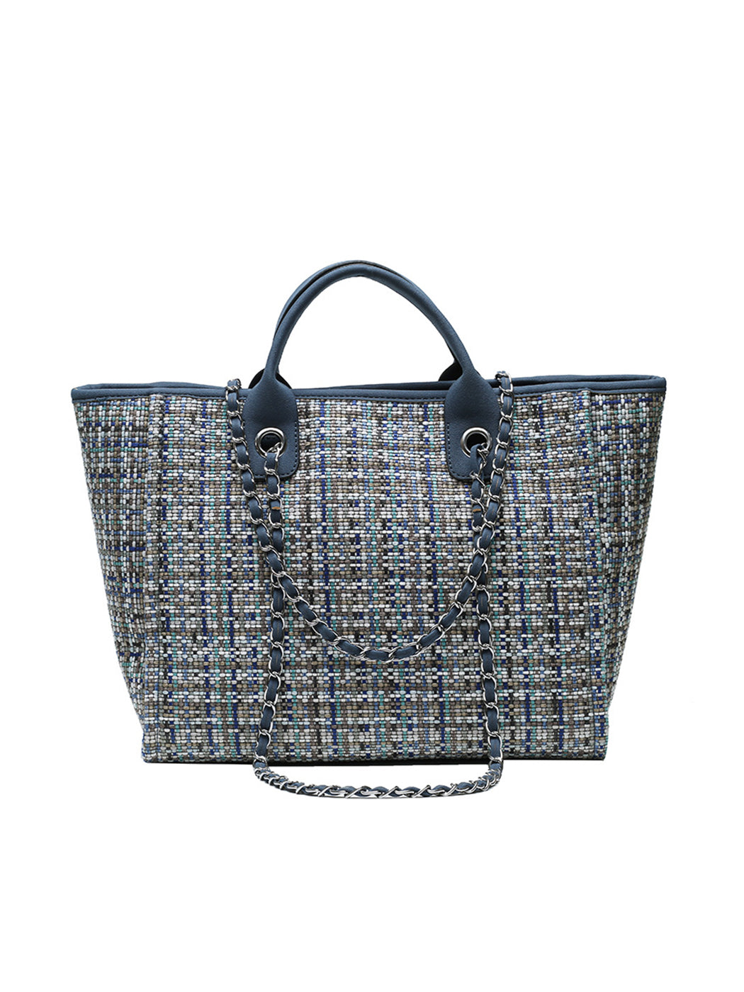 Chic Tweed Chain Tote Bag