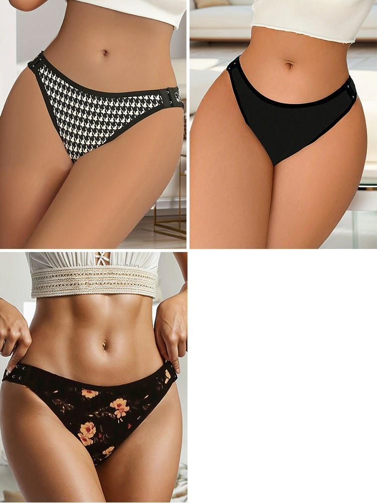 3-Pack Women's Low-Rise Quick-Dry Bikini Briefs - Breathable Polyester Removable Briefs