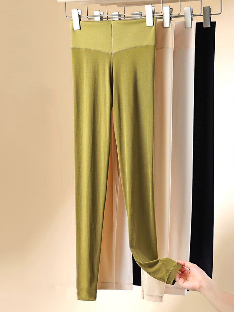 Seamless Black Warmth-Retaining Leggings