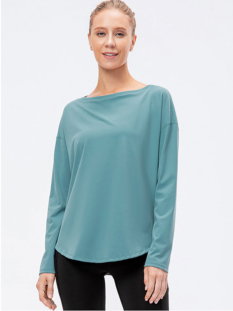 Off-Neck Relaxed Yoga Sports Top